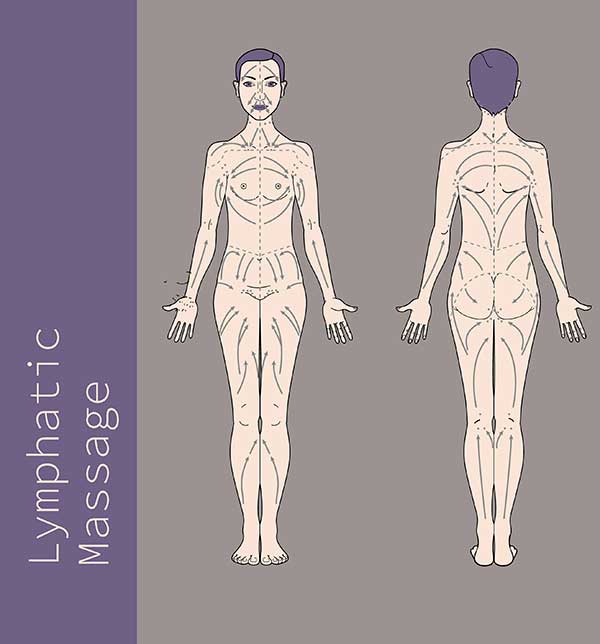 lymphatic massage lines on a woman body infographic